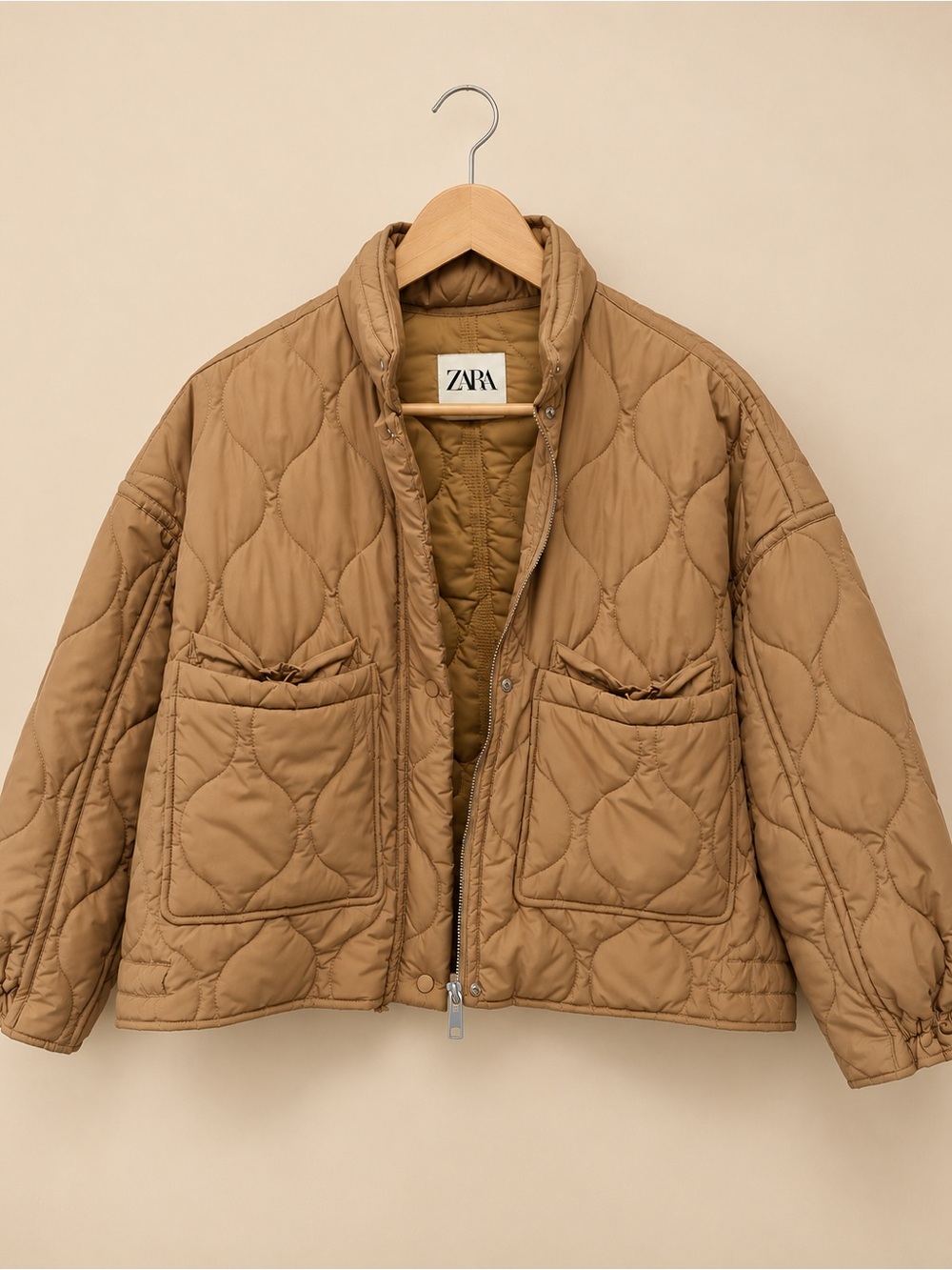 ZARA Women’s Coat beige Oversized - Small